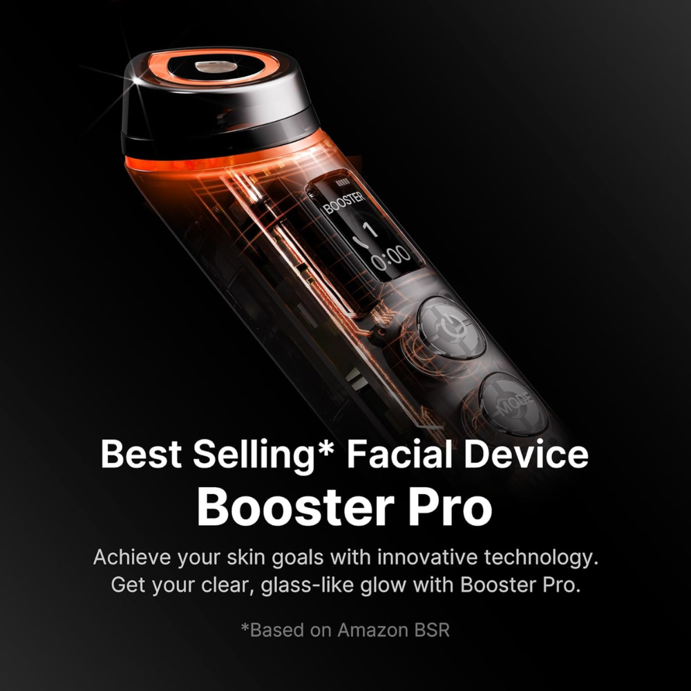 Age-R Booster Pro | 6-in-1 Real Glass Glow Device | Looking Glass Skin with Enhanced Absorption, Radiance, Elasticity,Pore Care | LED Anti-Wrinkle Device | Korean Skin Care