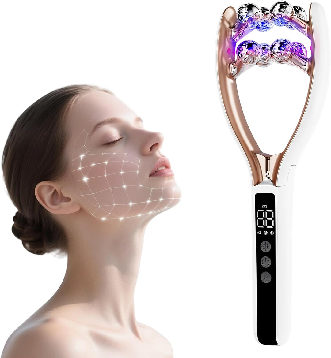 V Face Beauty Device | 4 in 1 - RF Radio Frequency + Microcurrent + Vibration + Red & Blue Light